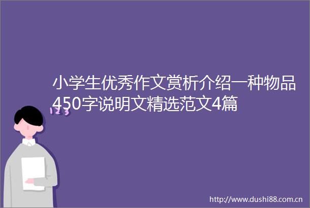 小学生优秀作文赏析介绍一种物品450字说明文精选范文4篇
