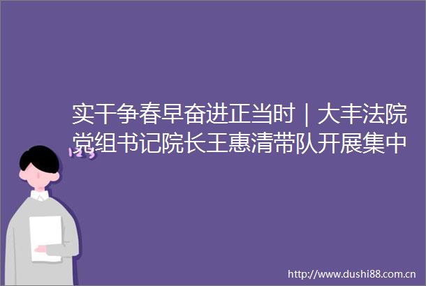 实干争春早奋进正当时｜大丰党组书记院长王惠清带队开展集中执行行动