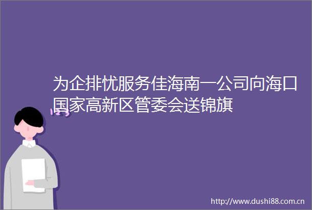 为企排忧服务佳海南一公司向海口高新区管委会送锦旗