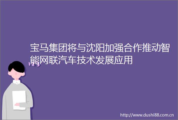 宝马集团将与沈阳加强合作推动智能网联汽车技术发展应用
