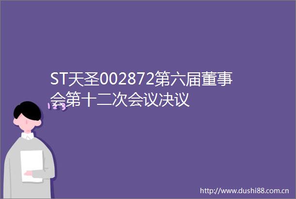 ST天圣002872第六届董事会第十二次会议决议