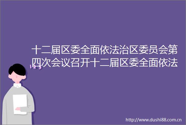 十二届区委全面依法治区委员会第四次会议召开十二届区委全面依法治区委员会第四次会议召开