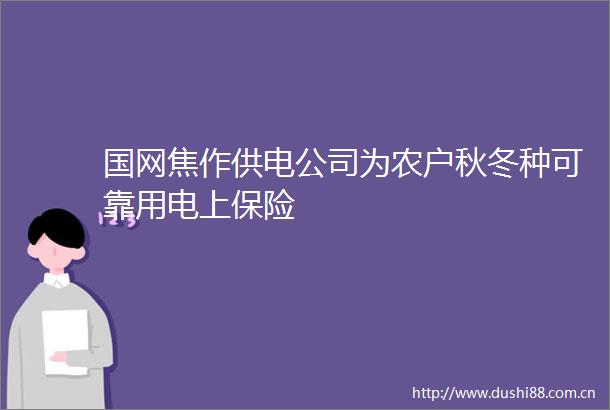 国网焦作供电公司为农户秋冬种可靠用电上保险