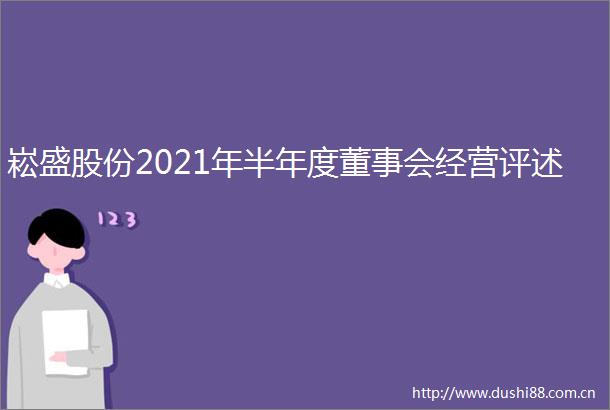 崧盛股份2021年半年度董事会经营评述