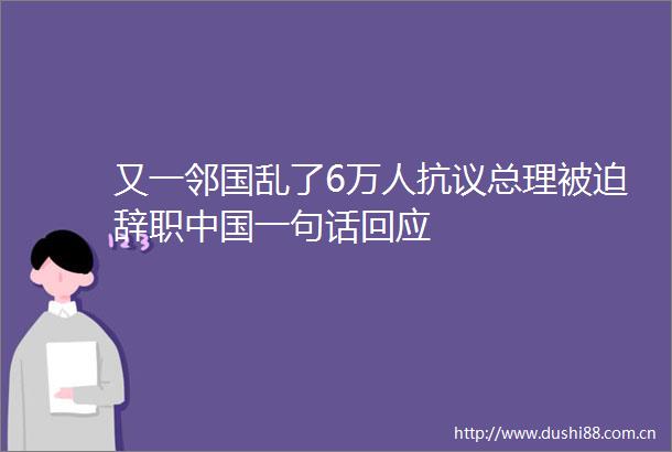 又一邻国乱了6万人抗议总理被迫辞职一句话回应