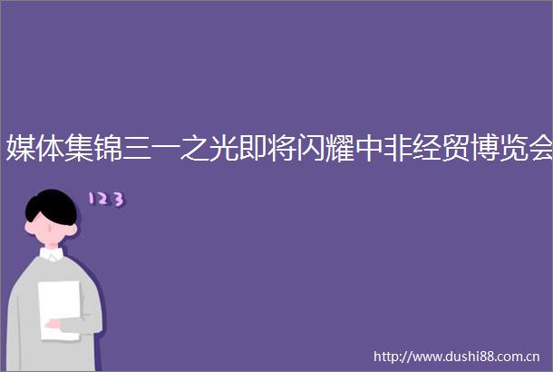 媒体集锦三一之光即将闪耀中非经贸博览会