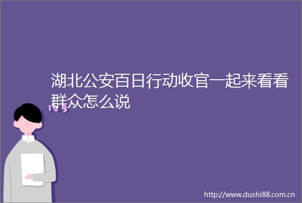 湖北百日行动收官一起来看看群众怎么说
