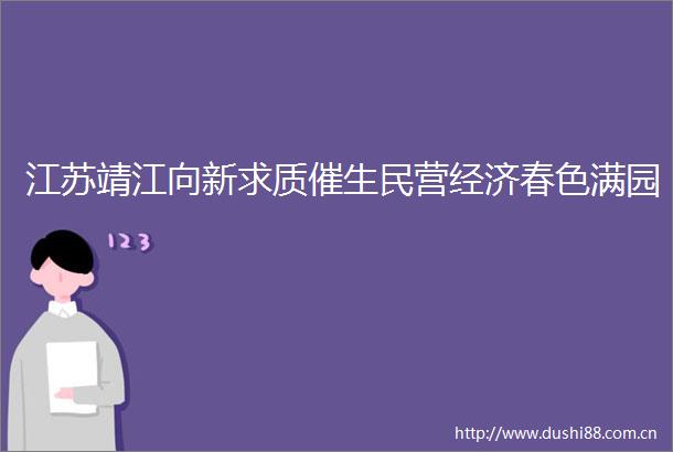 江苏靖江向新求质催生民营经济春色满园
