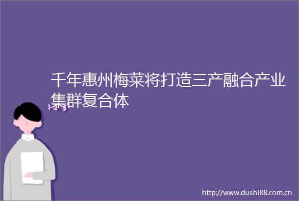 千年惠州梅菜将打造三产融合产业集群复合体