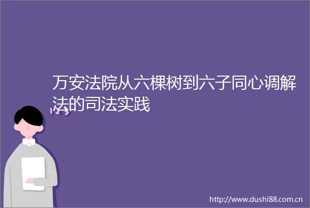 万安从六棵树到六子同心调解法的司法实践