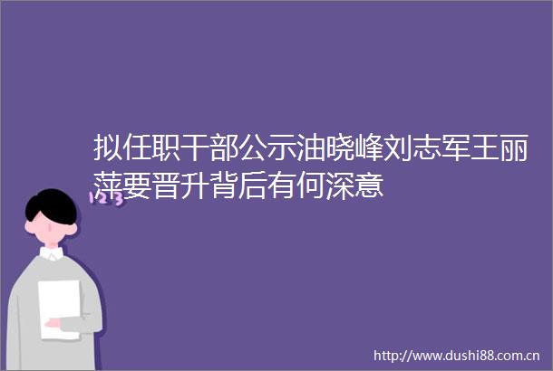 拟任职公示油晓峰刘志军王丽萍要晋升背后有何深意