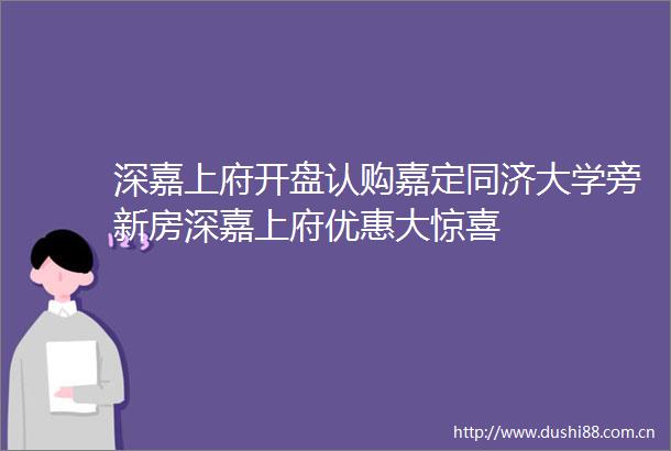 深嘉上府开盘认购嘉定同济大学旁新房深嘉上府优惠大惊喜