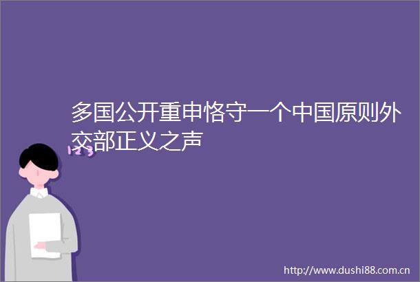多国公开重申恪守一个原则外交部正义之声