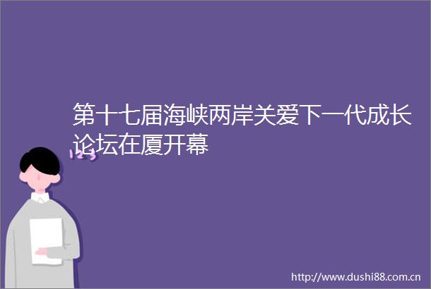 第十七届海峡两岸关爱下一代成长论坛在厦开幕