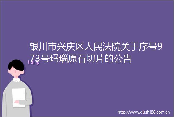 银川市兴庆区关于序号973号玛瑙原石切片的公告