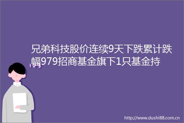兄弟科技股价连续9天下跌累计跌幅979招商基金旗下1只基金持350万股浮亏损失1645万元