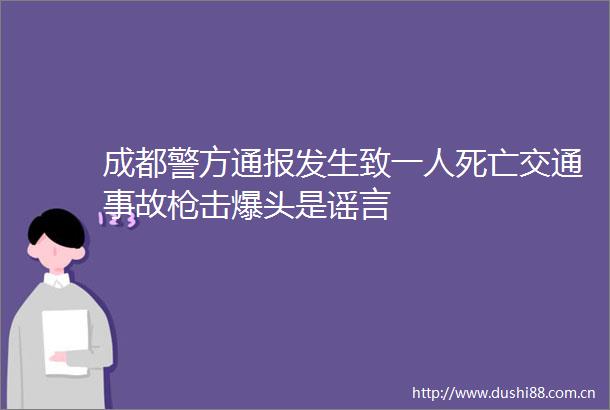成都警方通报发生致一人死亡交通事故击爆头是谣言