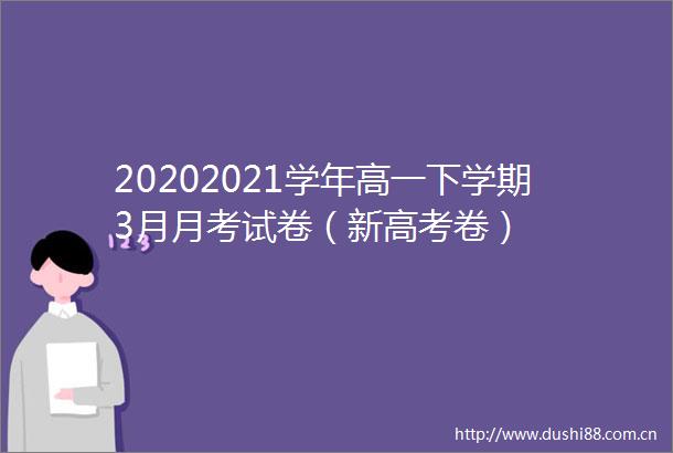 20202021学年高一下学期3月月考试卷（新高考卷）