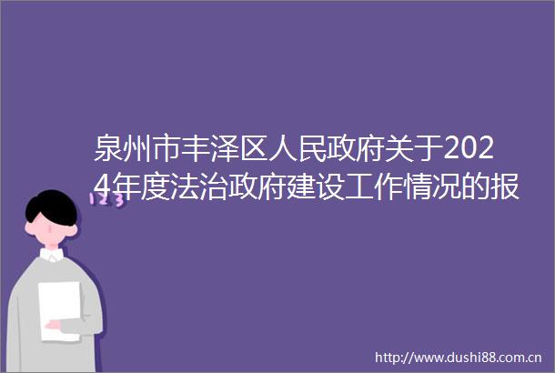 泉州市丰泽区关于2024年度法治建设工作情况的报告