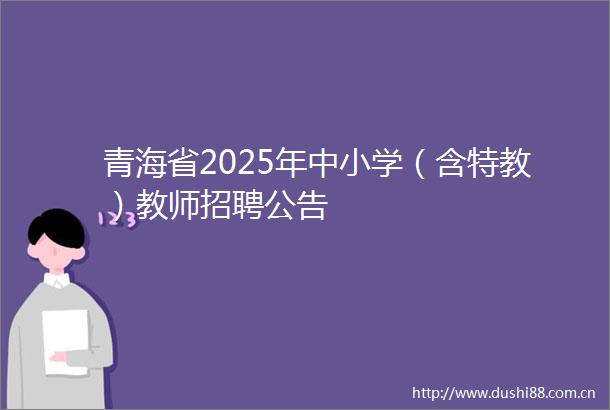 青海省2025年中小学（含特教）教师招聘公告