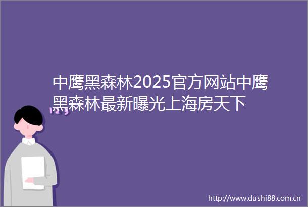 中鹰黑森林2025官方网站中鹰黑森林最新上海房天下