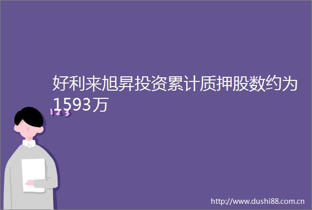 好利来旭昇投资累计质押股数约为1593万