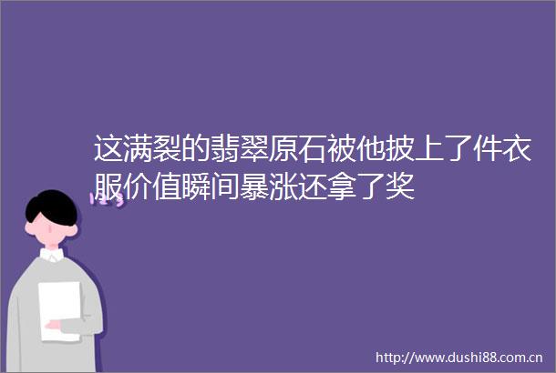 这满裂的翡翠原石被他披上了件衣服价值瞬间暴涨还拿了奖