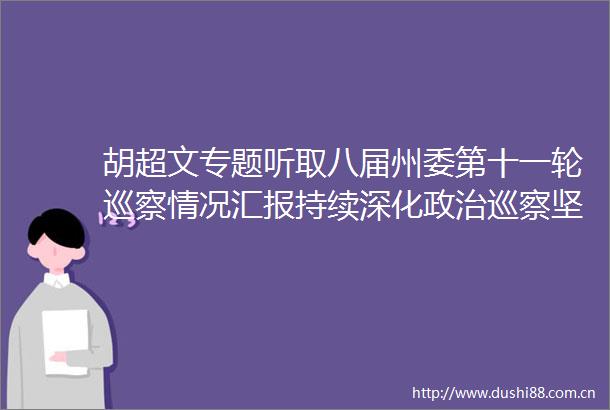 胡超文专题听取八届州委第十一轮巡察情况汇报持续深化巡察坚决抓好问题整改以巡察整改实效推动高质量发展