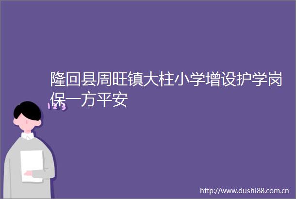 隆回县周旺镇大柱小学增设护学岗保一方平安