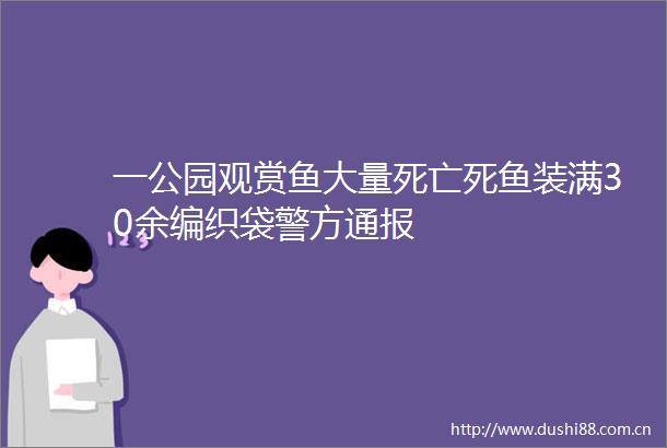 一公园观赏鱼大量死亡死鱼装满30余编织袋警方通报