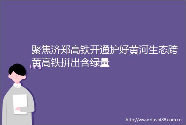 聚焦济郑高铁开通护好黄河生态跨黄高铁拼出含绿量
