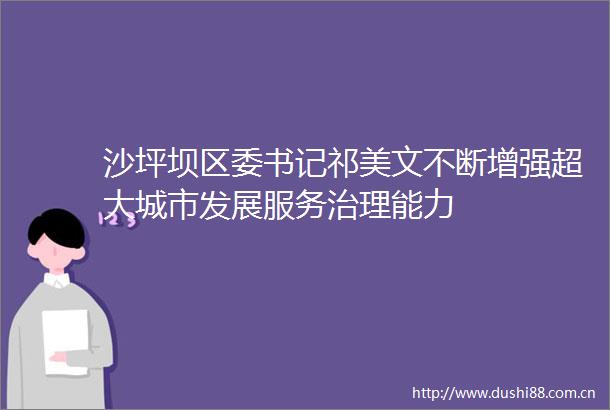 沙坪坝区委书记祁美文不断增强超大城市发展服务治理能力