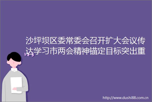 沙坪坝区委常委会召开扩大会议传达学习市两会精神锚定目标突出重点推动市两会精神在沙坪坝落地落实