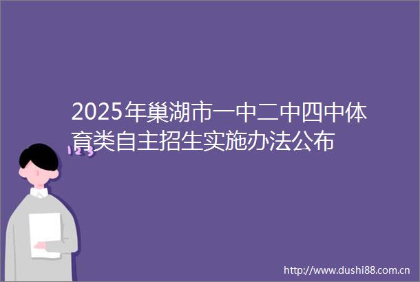2025年巢湖市一中二中四中体育类自主招生实施办法公布