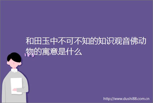 和田玉中不可不知的知识观音佛动物的寓意是什么