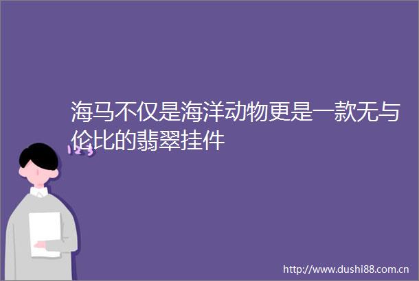 海马不仅是海洋动物更是一款无与伦比的翡翠挂件