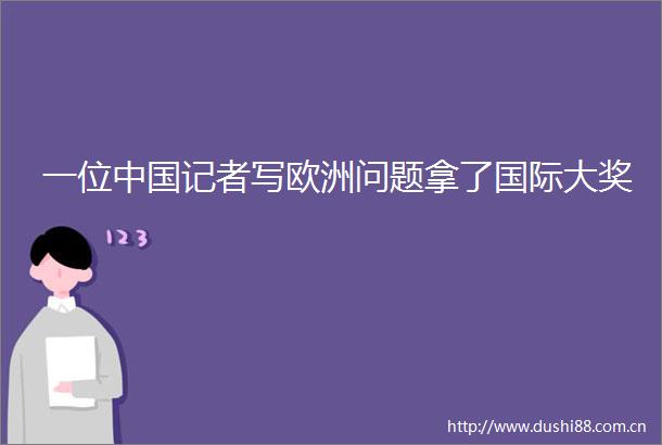 一位记者写欧洲问题拿了国际大奖