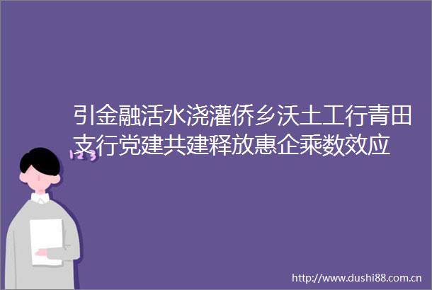引金融活水浇灌侨乡沃土工行青田支行党建共建释放惠企乘数效应