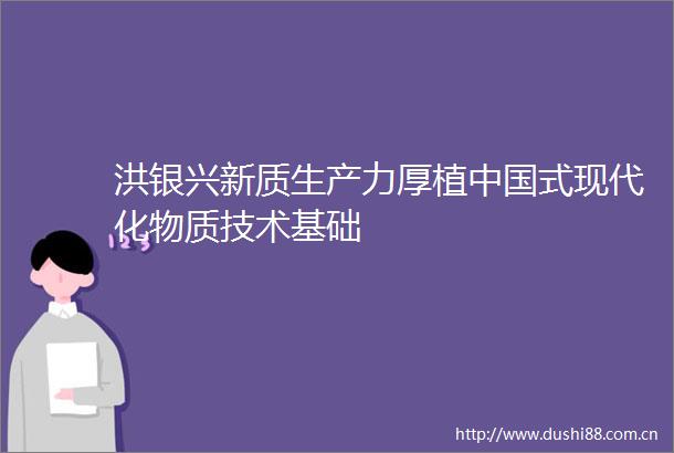 洪银兴新质生产力厚植式现代化物质技术基础