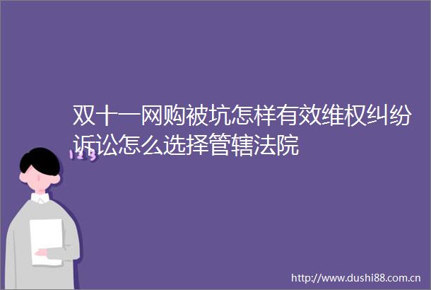 双十一网购被坑怎样有效维权诉讼怎么选择管辖
