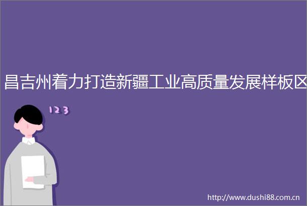 昌吉州着力打造新疆工业高质量发展样板区