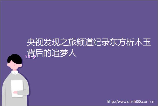 央视发现之旅频道纪录东方析木玉背后的追梦人