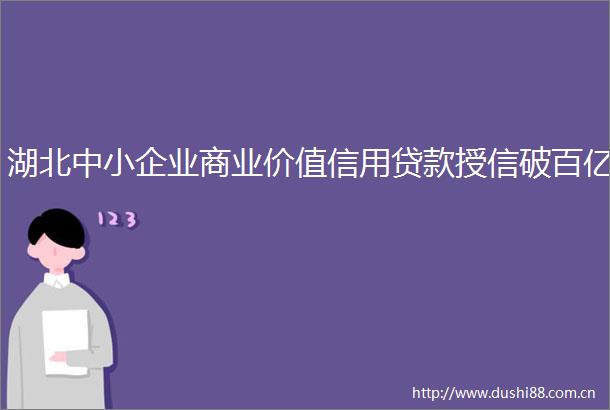 湖北中小企业商业价值信用授信破百亿
