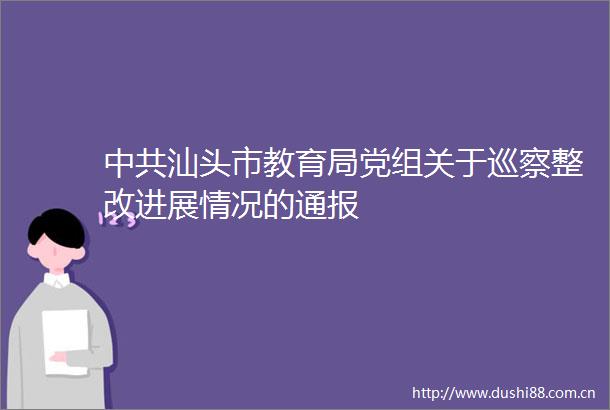 汕头市教育局党组关于巡察整改进展情况的通报