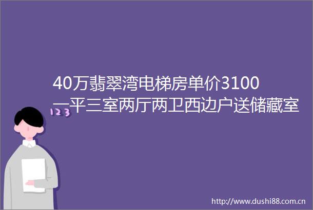 40万翡翠湾电梯房单价3100一平三室两厅两卫西边户送储藏室