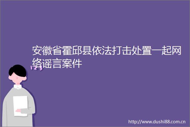 安徽省霍邱县依法打击处置一起网络谣言案件