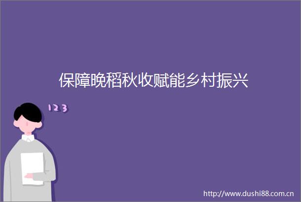 保障晚稻秋收赋能乡村振兴