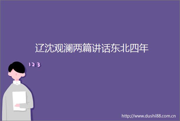 辽沈观澜两篇讲话东北四年