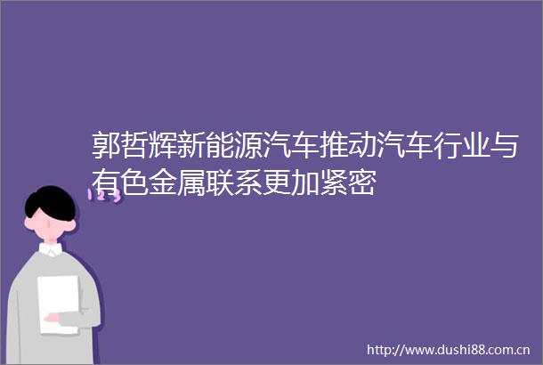 郭哲辉新能源汽车推动汽车行业与有色金属联系更加紧密