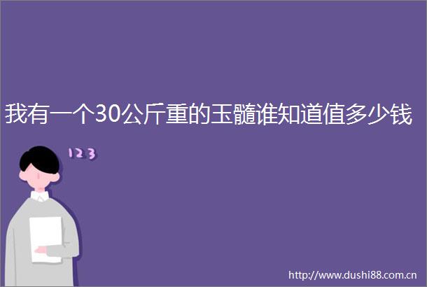 我有一个30公斤重的玉髓谁知道值多少钱